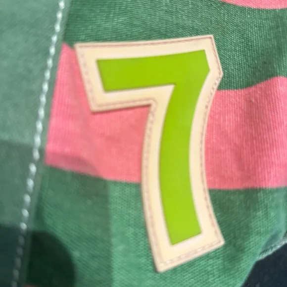 Goldie Pink and Green Canvas  Striped Tote Made With Love - Picture 6 of 13